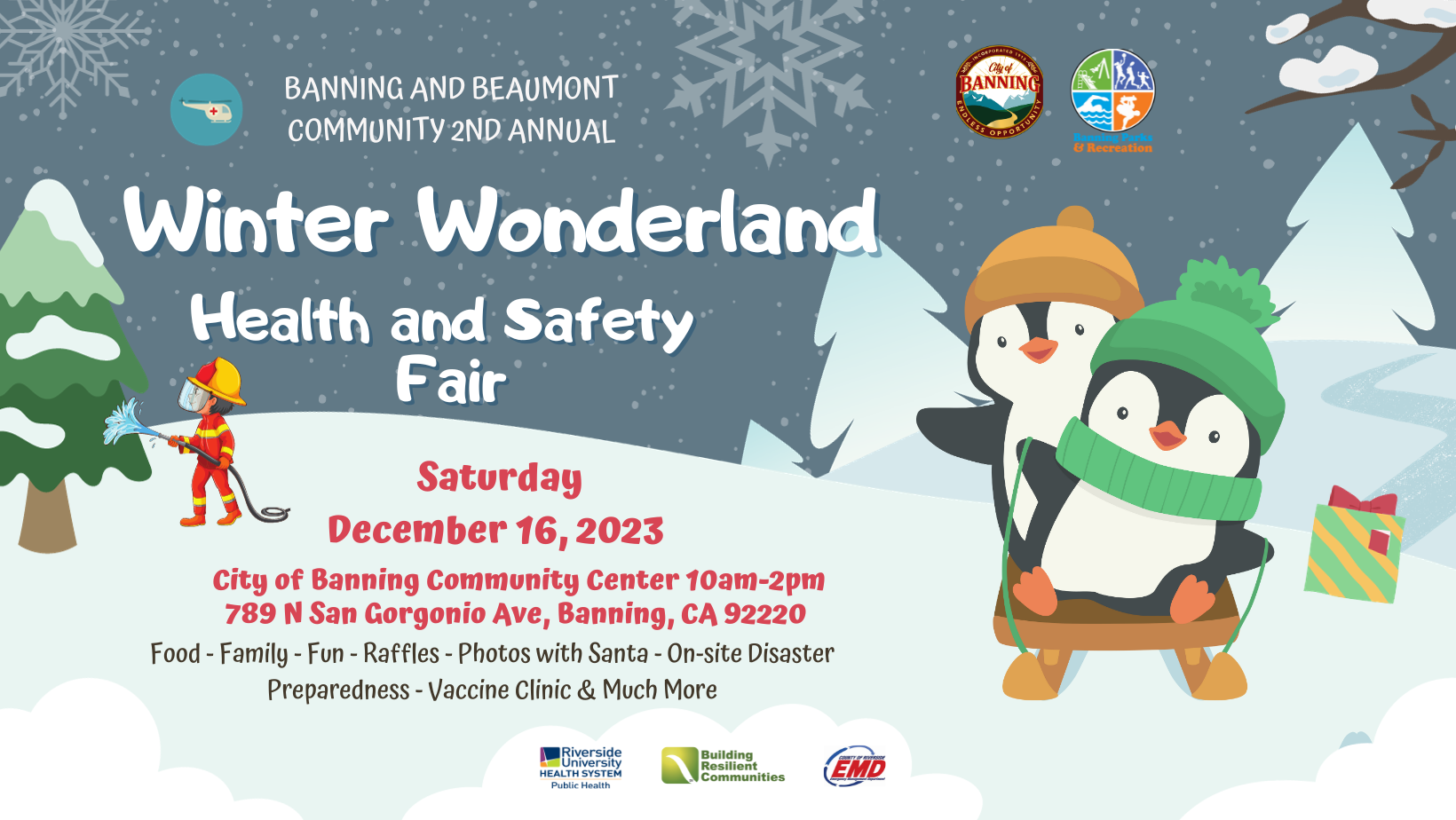 City of Banning Winter Wonderland Health and Safety Fair December 16, 2023.